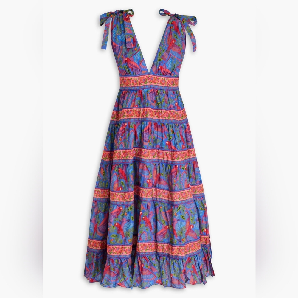 *SOLD* NWT FARM RIO | $265 Blue Macaw Tiered Dress - Picture 8 of 8